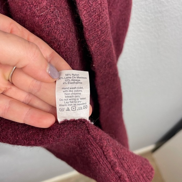 Madewell WOMENS Ryder Cardigan Sweater Merino Wool Alpaca Red Burgundy Stretch - Picture 7 of 7